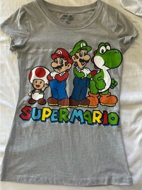 Nintendo Gray Short Sleeve Super Mario Character Tee ‘Group Shot’